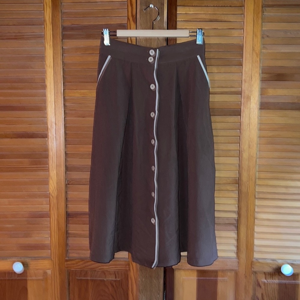 ModCloth Button-front Brown Fall Skirt NWOT